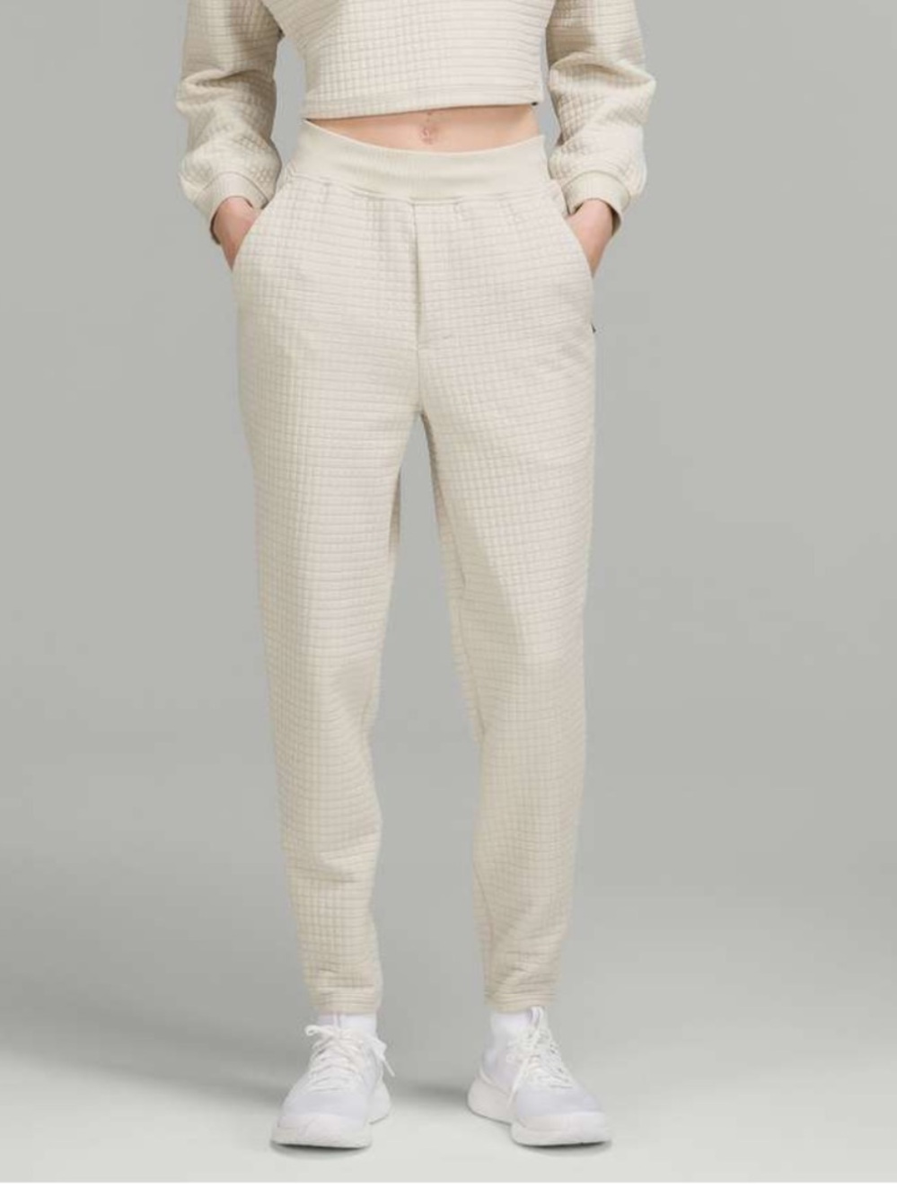 #123 Lululemon lab Textured Grid High-Rise Jogger 28” Muslin 14 NWOT